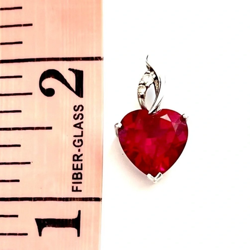 Ruby & Diamond Crystal Heart Pendant!